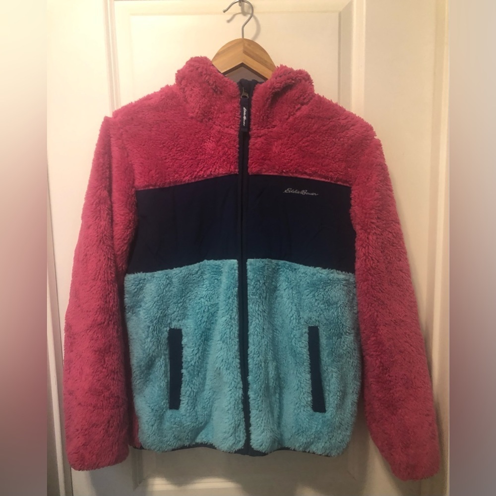 Eddie Bauer Kids Full Zip Hooded Fleece Jacket EC Size L